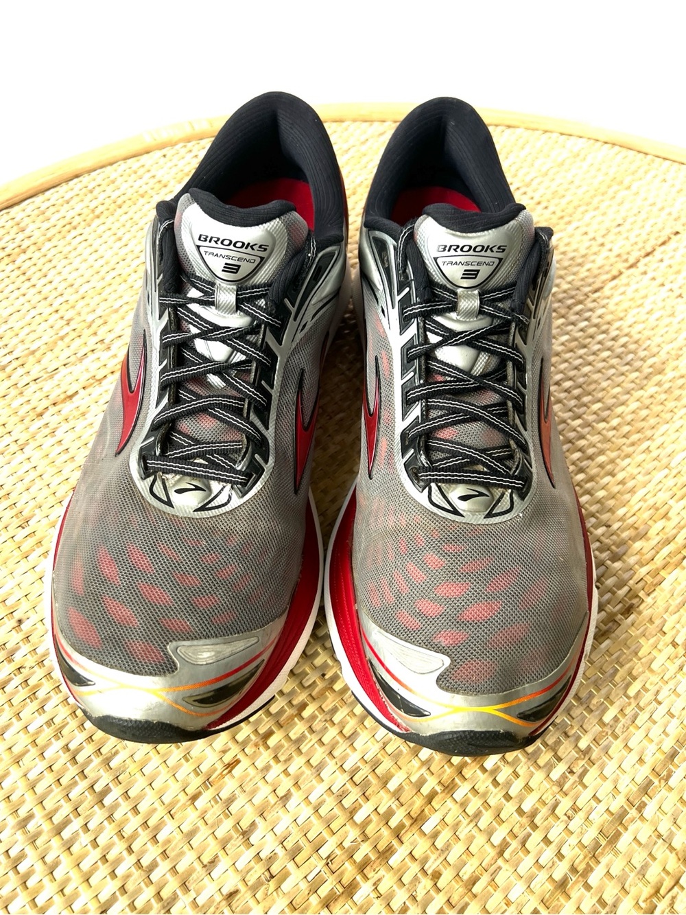 Brooks Transcend 3 running shoes silver popsicle orange risk red athletic men 12